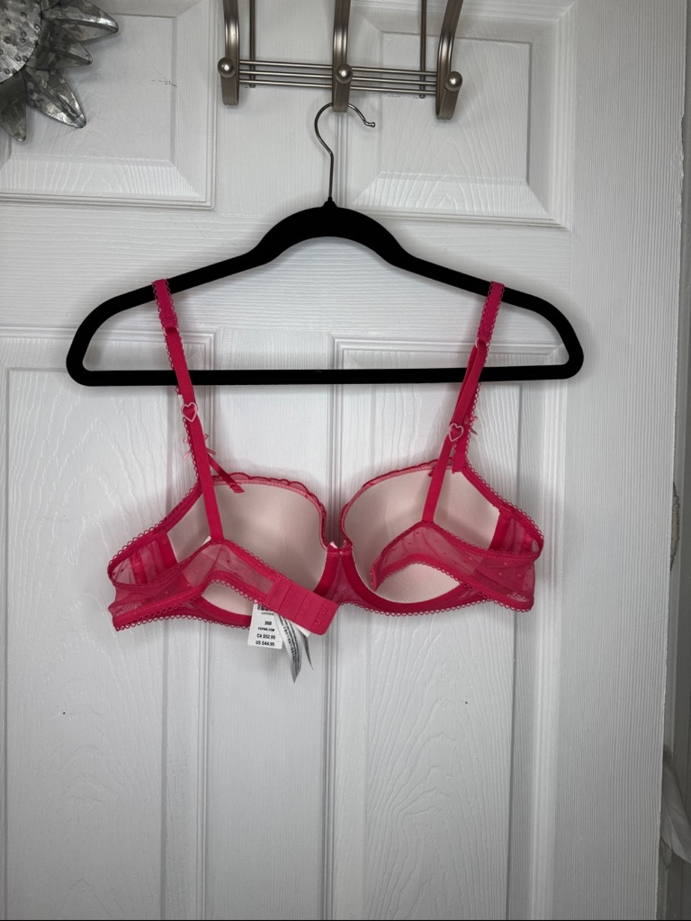 Victoria's Secret Hot Pink Heart Lace Balconette Bra NWT Sz 36B - Picture 3 of 7